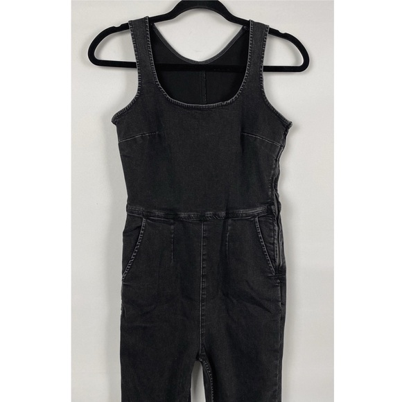 Free People Scarlett Denim Jumpsuit 4 Black Grunge Western Goth Retro Stretch - Picture 6 of 14